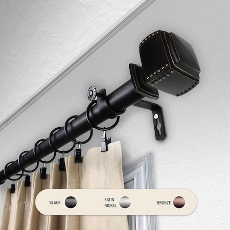 Central Design 1 in. Studded Curtain Rod with 160 to 240 in. Extension, Black 100-27-1602